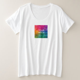 写真を女性にアップロードする両面サイズ プラスサイズTシャツ