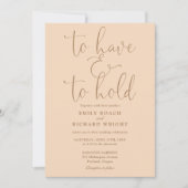 写真を持って柔らかい桃結婚の 招待状 (正面)