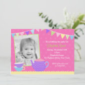 写真を持つお茶会の誕生日の招待状 招待状 (スタンド正面)