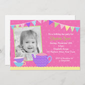 写真を持つお茶会の誕生日の招待状 招待状 (正面/裏面)