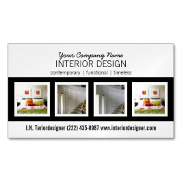 写真を持つはっきりしたな専門のインテリア・デザイナー マグネット名刺