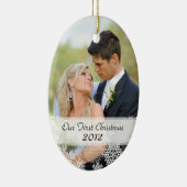 写真を持つカップルの初めてのクリスマスのオーナメント セラミックオーナメント (右)