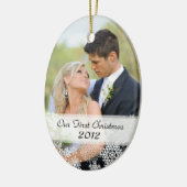 写真を持つカップルの初めてのクリスマスのオーナメント セラミックオーナメント (左)