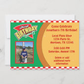 写真を持つピザ誕生日のパーティの招待状 招待状 (正面)