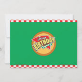 写真を持つピザ誕生日のパーティの招待状 招待状 (裏面)