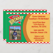 写真を持つピザ誕生日のパーティの招待状 招待状 (正面/裏面)