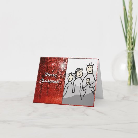 写真を持つメリークリスマス赤いフロスト シーズンカード (正面)