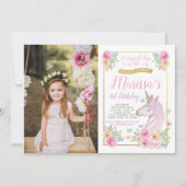 写真を持つユニコーンの誕生日の招待状 招待状 (正面)