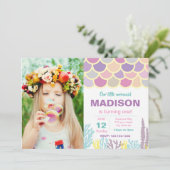 写真を持つ人魚の誕生日の招待状 招待状 (スタンド正面)