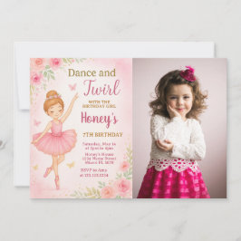 写真を持つ女の子のための編集可能なダンスパーティーテンプレート 招待状