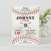 写真を持つ少年のための野球の誕生日の招待 招待状 (スタンド正面)