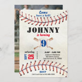 写真を持つ少年のための野球の誕生日の招待 招待状 (正面/裏面)