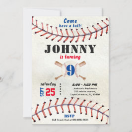 写真を持つ少年のための野球の誕生日の招待 招待状