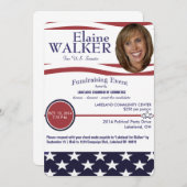 写真を持つ政治募金活動の招待状 招待状 (正面/裏面)