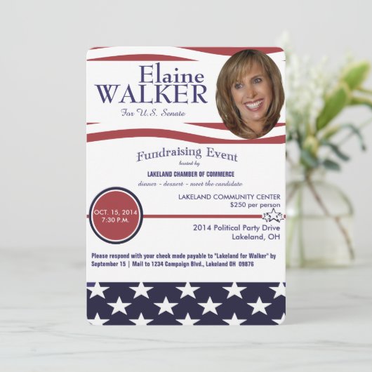 写真を持つ政治募金活動の招待状 招待状 (スタンド正面)