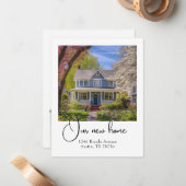 写真を持つ新しいホームの引越し案内カード ノートカード (正面/裏面インサイチュ)