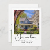 写真を持つ新しいホームの引越し案内カード ノートカード (正面/裏面)