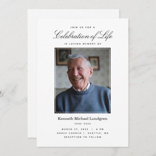 写真を持つ生命招待状のクラシックなお祝い 招待状 (正面/裏面)