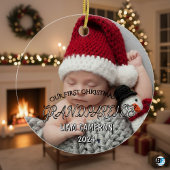 写真を持つ祖父母初めてのクリスマスクラシック セラミックオーナメント