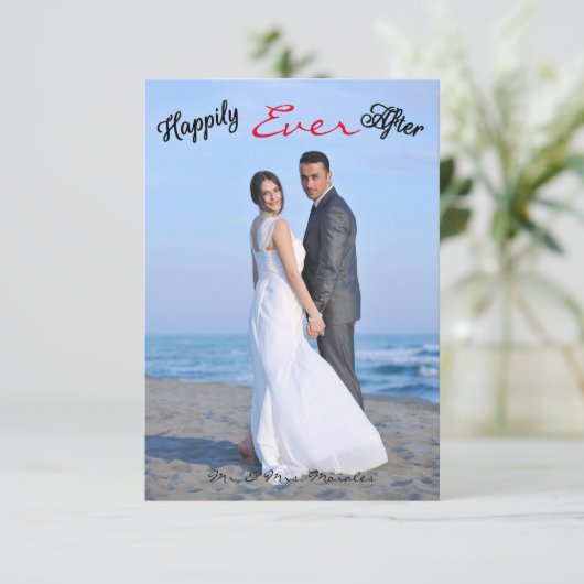 写真を撮った後も幸せに- 3x5結婚の発表 招待状 (スタンド正面)