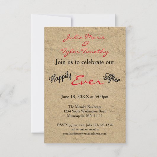 写真を撮った後も幸せに- 3x5結婚の発表 招待状 (裏面)