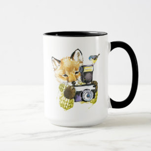 写真を撮っているかわいい水彩画のキツネ マグカップ