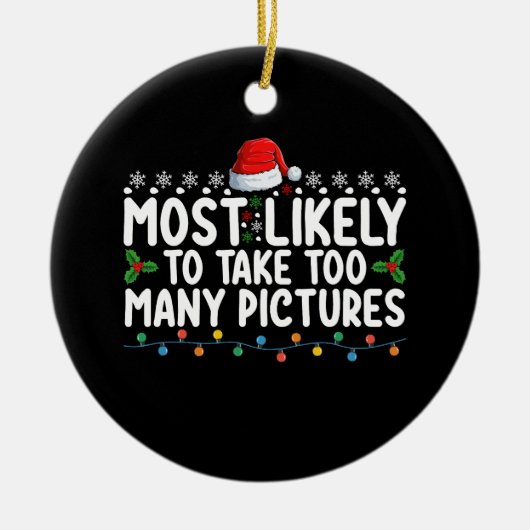 写真を撮りすぎるクリスマス セラミックオーナメント (正面)