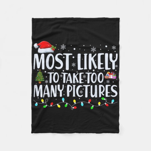 写真を撮りすぎるクリスマス フリースブランケット (正面)