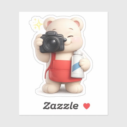 写真を撮るかわいいクマのキャラクター シール (シート)