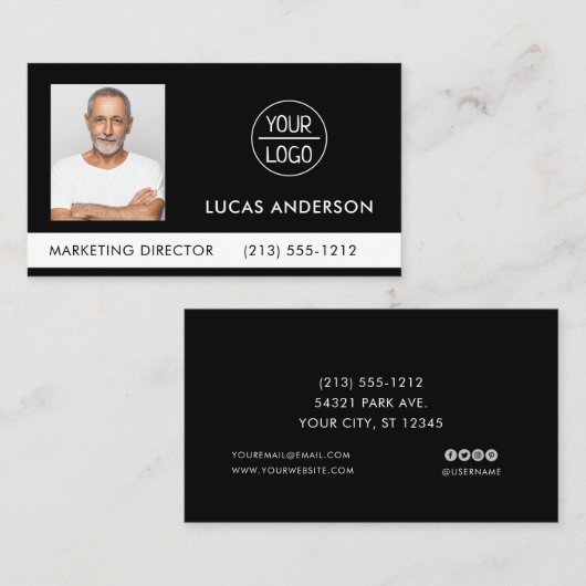 写真を撮る会社またはイベントロゴブラックビジネス  名刺 (正面/裏面)