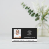 写真を撮る会社またはイベントロゴブラックビジネス  名刺 (スタンド正面)