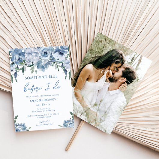 写真を撮る前に何か青いブライダルシャワー 招待状