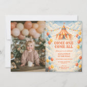 写真を撮ろう！サーカスの誕生日パーティーにみんな集まれ！ 招待状 (正面)