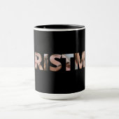 写真を文字Christmas Blackにアップロード マグカップ (中央)