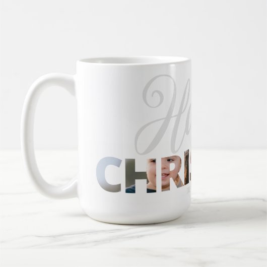 写真を文字Happy Christmas コーヒーマグカップ (左)