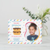 写真を添えた5回目の誕生日パーティーの招待状 エンクロージャーカード (スタンド正面)
