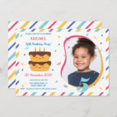 写真を添えた5回目の誕生日パーティーの招待状 エンクロージャーカード (正面/裏面)