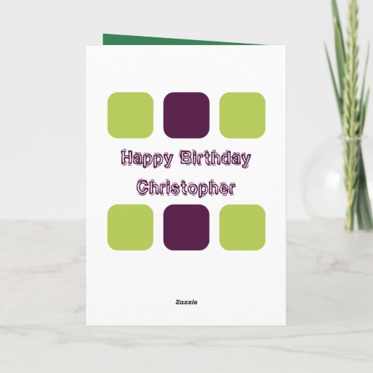 写真を男性へ追加する緑の紫50誕生日 カード (裏面)