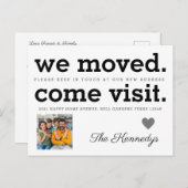 写真を移動した訪問来タイポグラフィ移動 案内ポストカード (正面/裏面)