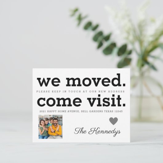 写真を移動した訪問来タイポグラフィ移動 案内ポストカード (スタンド正面)