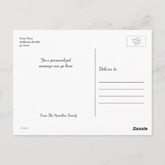 写真を移動パーソナライズされた ポストカード (裏面)