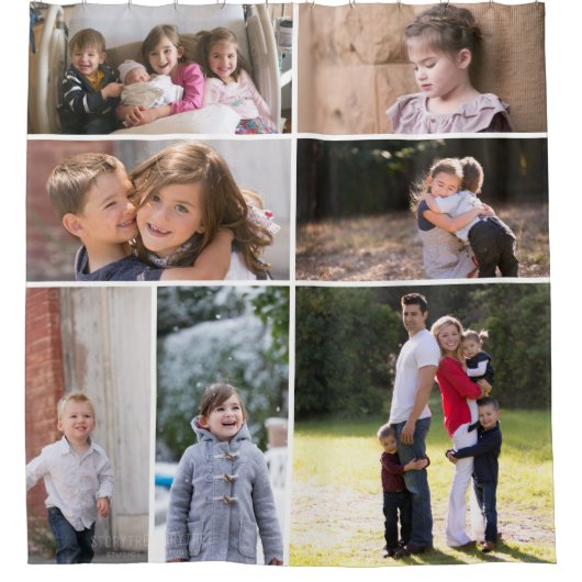 写真を簡単に変更する独自の写真コラージュを作成 シャワーカーテン (正面)