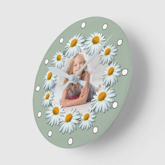 写真を簡単に追加、カスタマイズデイジー枠 ラウンド壁時計 (傾斜)