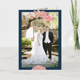 写真を結婚している濃紺のピンクのシャクヤクは感謝していしています サンキューカード