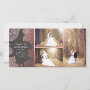 写真を結婚するばら色の金ゴールドの紅葉は感謝していしています サンキューカード