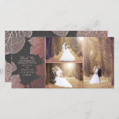 写真を結婚するばら色の金ゴールドの紅葉は感謝していしています サンキューカード (正面/裏面)