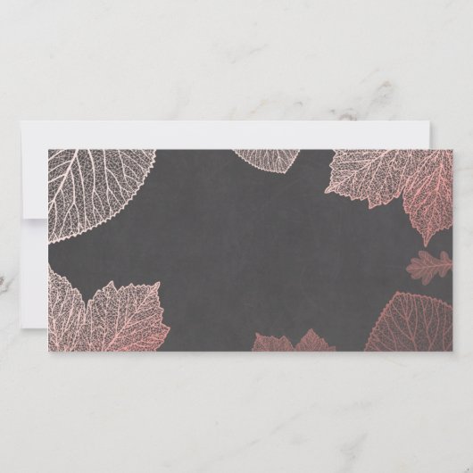 写真を結婚するばら色の金ゴールドの紅葉は感謝していしています サンキューカード (裏面)