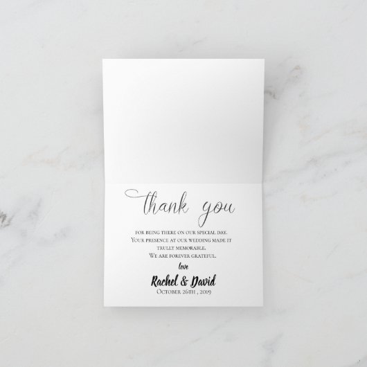 写真を結婚するエレガントな原稿の愛及び感謝 サンキューカード (内部)