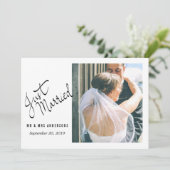 写真を結婚するモダンなたった今結婚しましたのタイポグラフィ 案内状 (スタンド正面)
