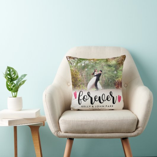 写真を結婚する永久に上敷の原稿の名前をカスタムする クッション (椅子)